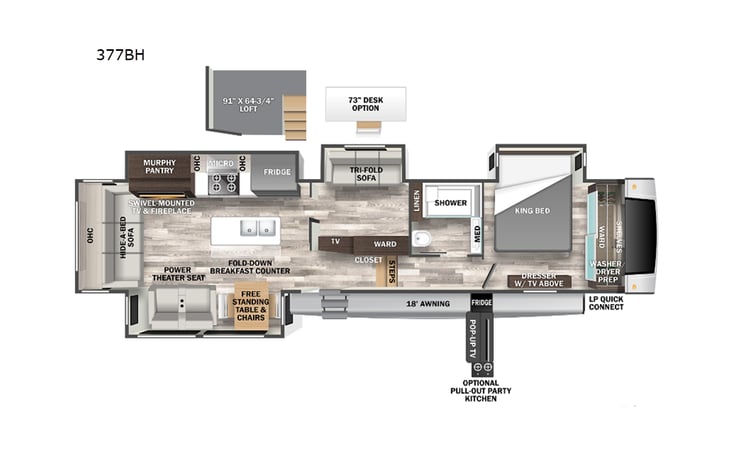 Representative floor plan provided by a trusted RVshare partner.