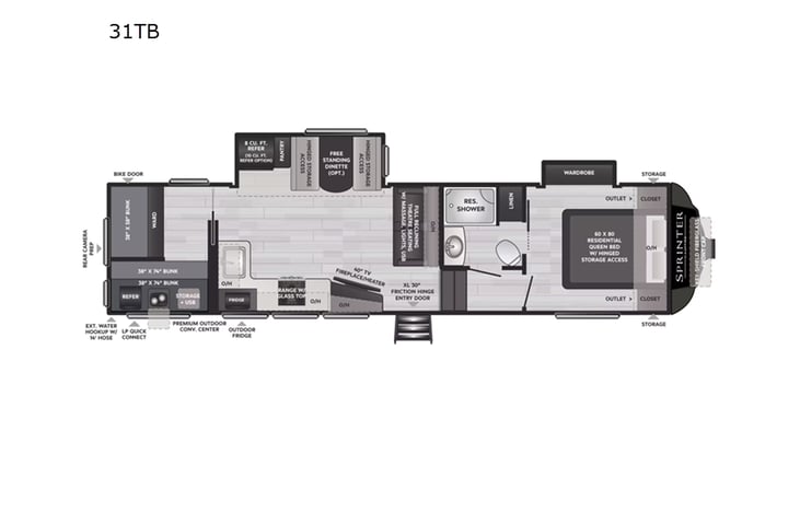 Representative floor plan provided by a trusted RVshare partner.