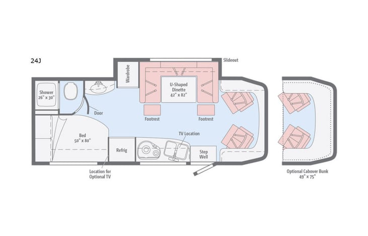 Representative floor plan provided by a trusted RVshare partner.