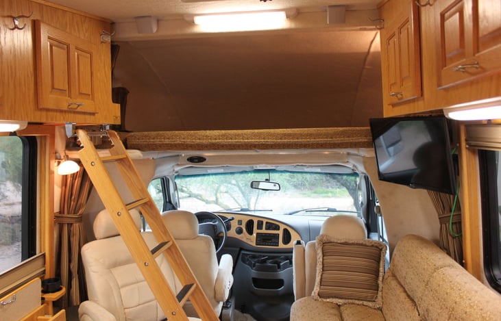 Double bed above cab