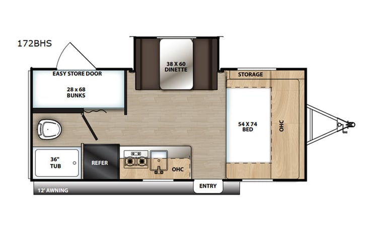 Representative floor plan provided by a trusted RVshare partner.