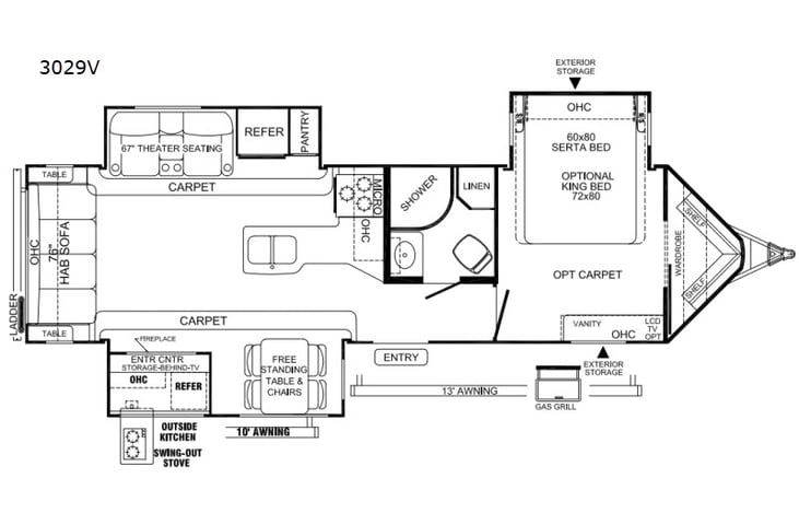 Representative floor plan provided by a trusted RVshare partner.