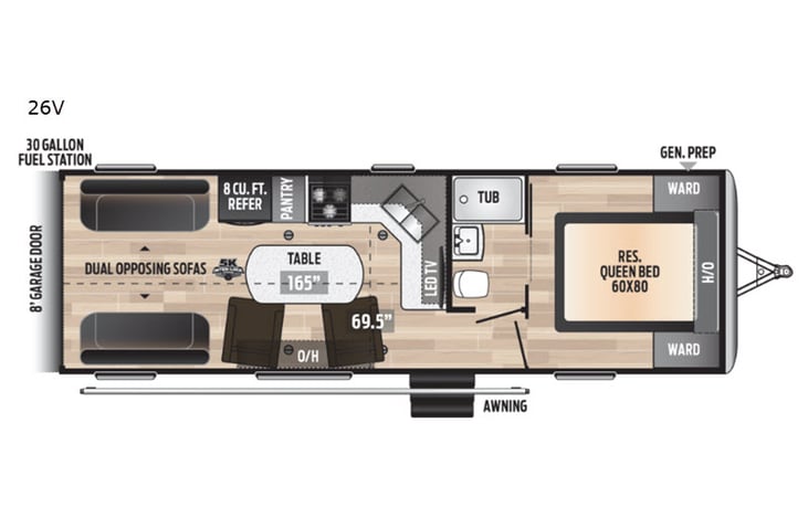 Representative floor plan provided by a trusted RVshare partner.