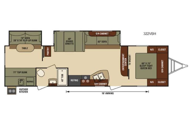 Representative floor plan provided by a trusted RVshare partner.