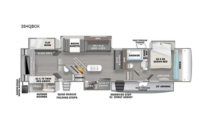 Representative floor plan provided by a trusted RVshare partner.