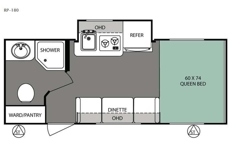 Representative floor plan provided by a trusted RVshare partner.