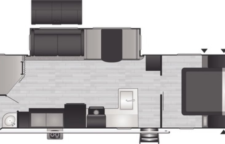 Basic floorplan, giving you a birds eye view of this trailers layout.