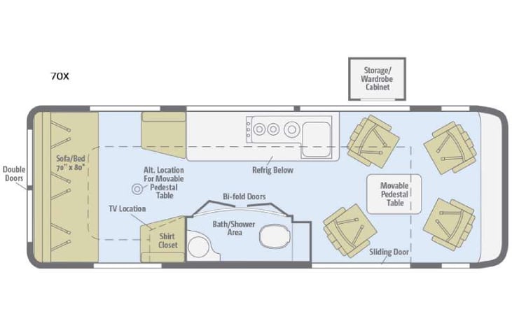 Representative floor plan provided by a trusted RVshare partner.