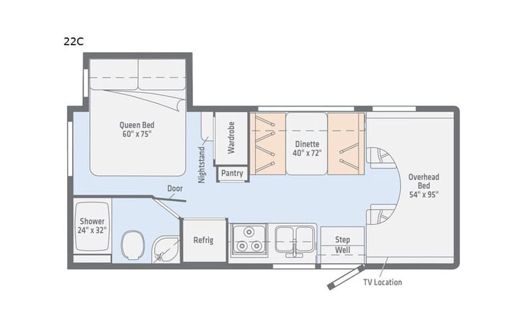 Representative floor plan provided by a trusted RVshare partner.