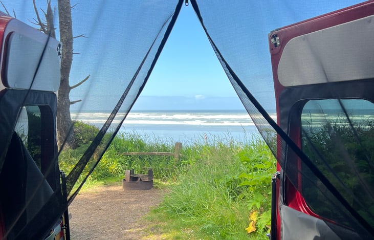 Relax on the bed in Clifford to enjoy the views out the back.