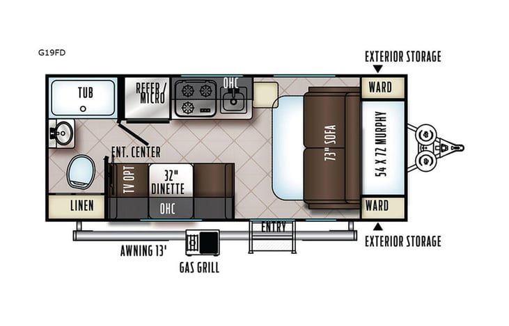 Representative floor plan provided by a trusted RVshare partner.