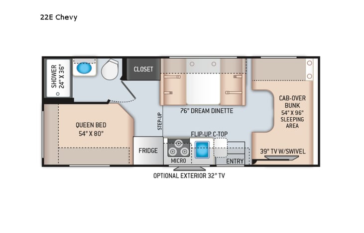 Representative floor plan provided by a trusted RVshare partner.