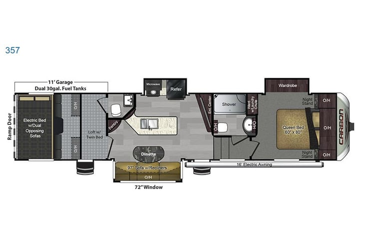 Representative floor plan provided by a trusted RVshare partner.
