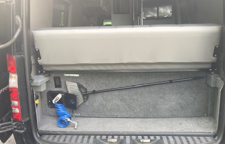 rear storage, hot and cold water supply lines