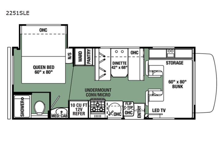 Representative floor plan provided by a trusted RVshare partner.