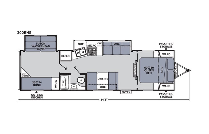 Representative floor plan provided by a trusted RVshare partner.