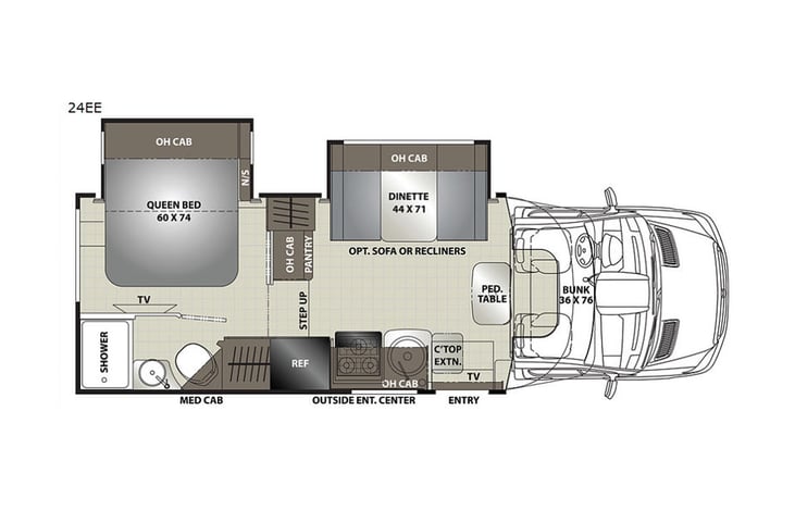 Representative floor plan provided by a trusted RVshare partner.