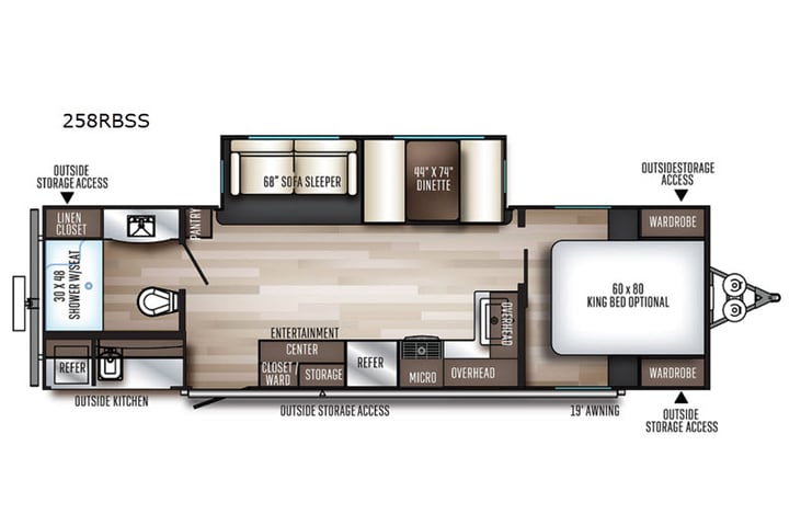 Representative floor plan provided by a trusted RVshare partner.