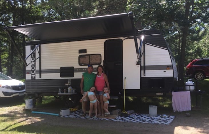 LED lights under the awning.