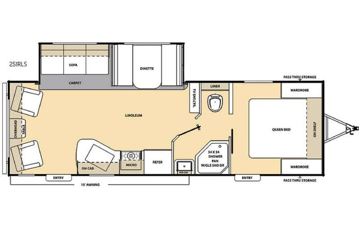 Representative floor plan provided by a trusted RVshare partner.