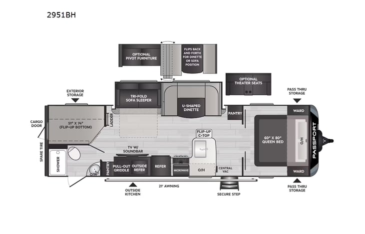 Representative floor plan provided by a trusted RVshare partner.