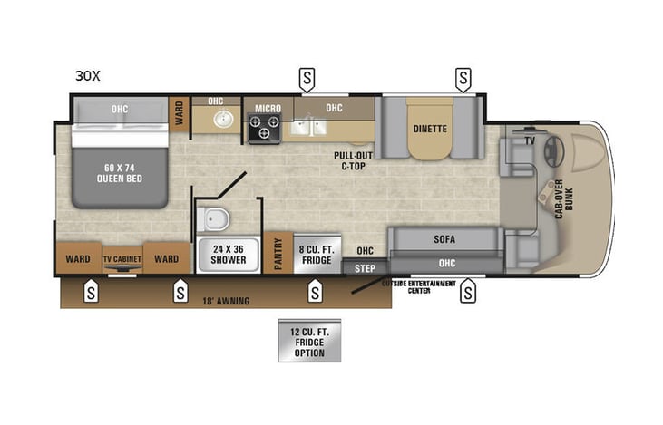 Representative floor plan provided by a trusted RVshare partner.