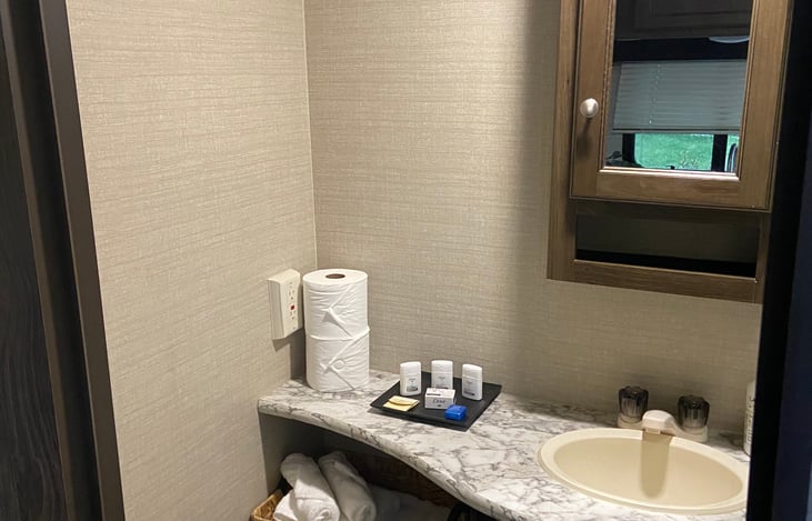 Bathroom with plenty of counter space.