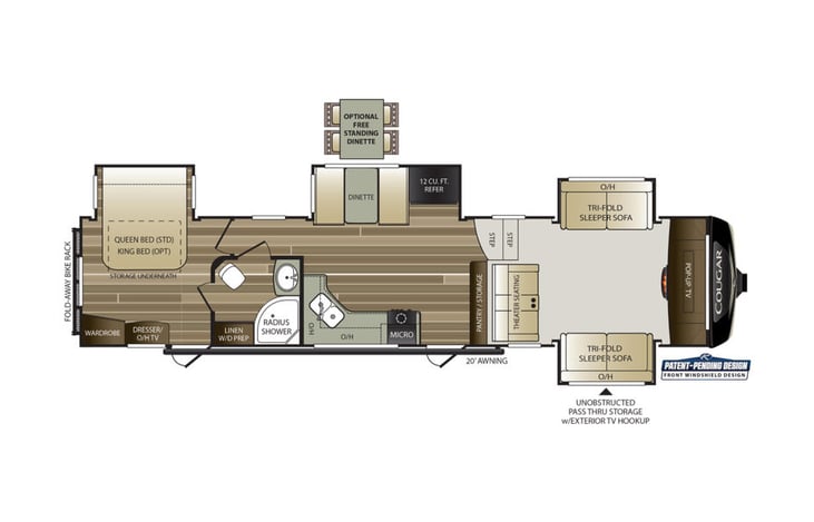 Representative floor plan provided by a trusted RVshare partner.