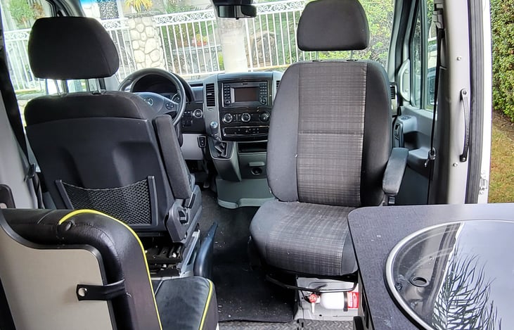 Both captains chairs swivel towards the back for seating when stopped!