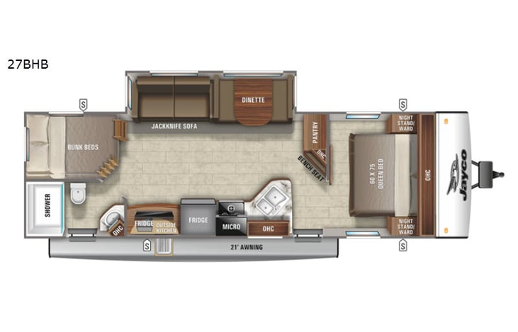 Representative floor plan provided by a trusted RVshare partner.