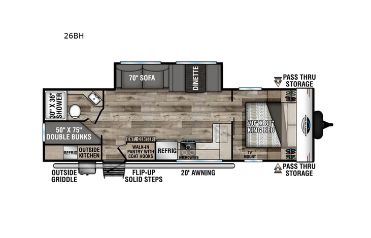 Representative floor plan provided by a trusted RVshare partner.