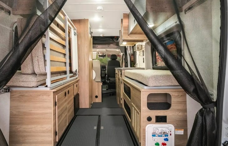 Bed frame and mattress fold up for openness