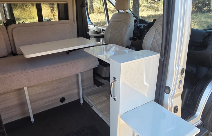 Flip-up table inside and outside