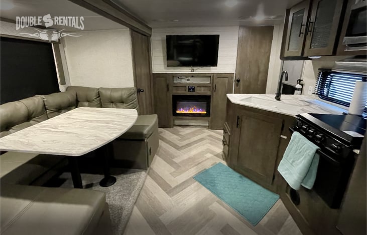 Large TV Entertainment Center with Remote Controlled Fireplace