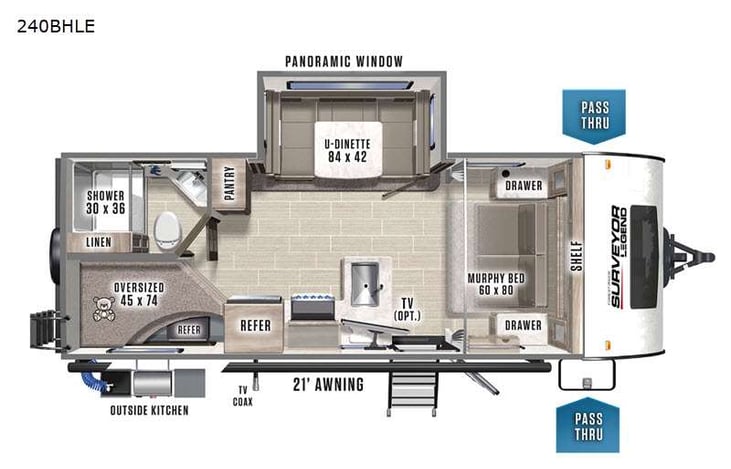 Representative floor plan provided by a trusted RVshare partner.