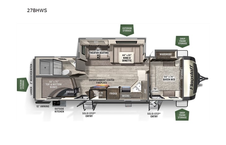 Representative floor plan provided by a trusted RVshare partner.