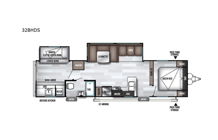 Representative floor plan provided by a trusted RVshare partner.