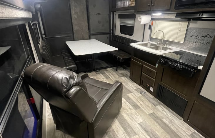 Living area and kitchen