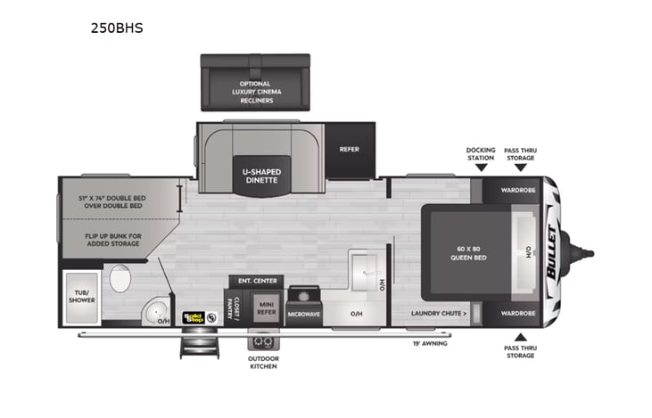 Representative floor plan provided by a trusted RVshare partner.