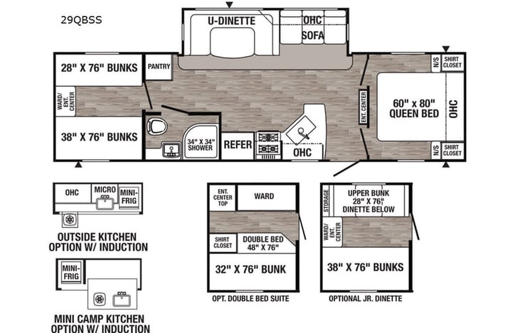 Representative floor plan provided by a trusted RVshare partner.