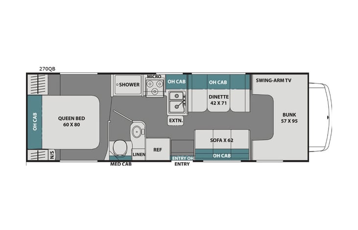 Representative floor plan provided by a trusted RVshare partner.