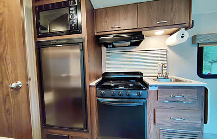 Large refrigerator and microwave
