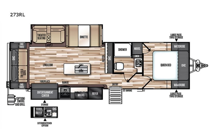 Representative floor plan provided by a trusted RVshare partner.