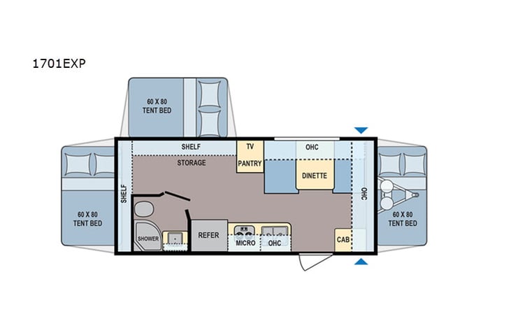 Representative floor plan provided by a trusted RVshare partner.