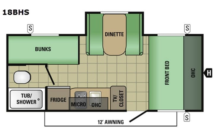 Representative floor plan provided by a trusted RVshare partner.