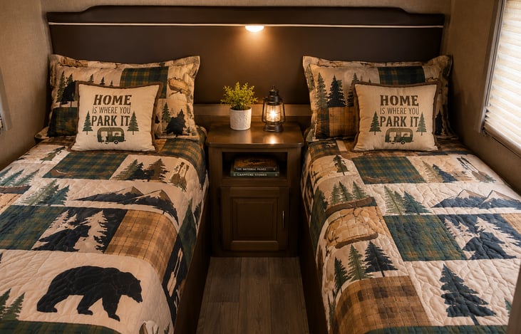 showing conversion of back beds to twins, decor may vary.