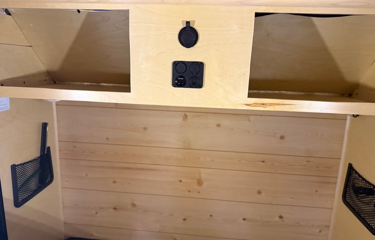 Cubby storage and outlets