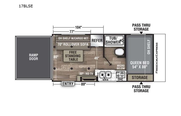 Representative floor plan provided by a trusted RVshare partner.