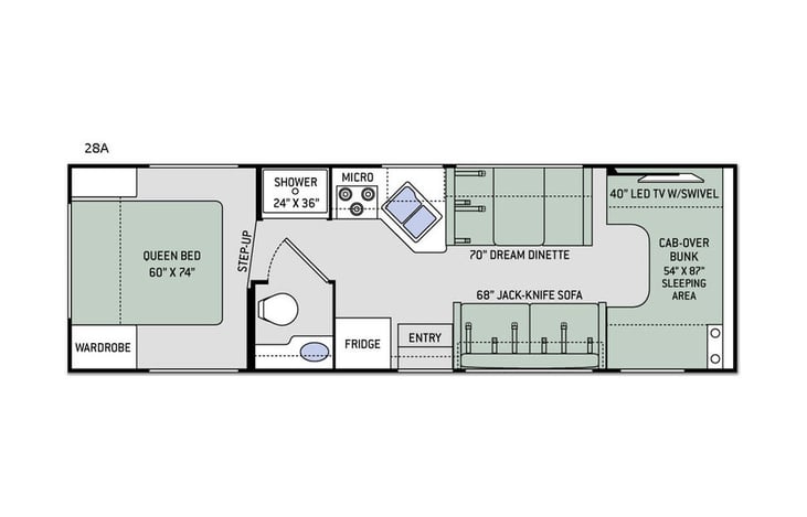 Representative floor plan provided by a trusted RVshare partner.