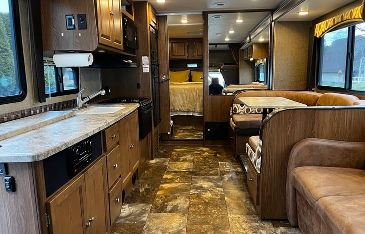 Easy clean vinyl flooring.